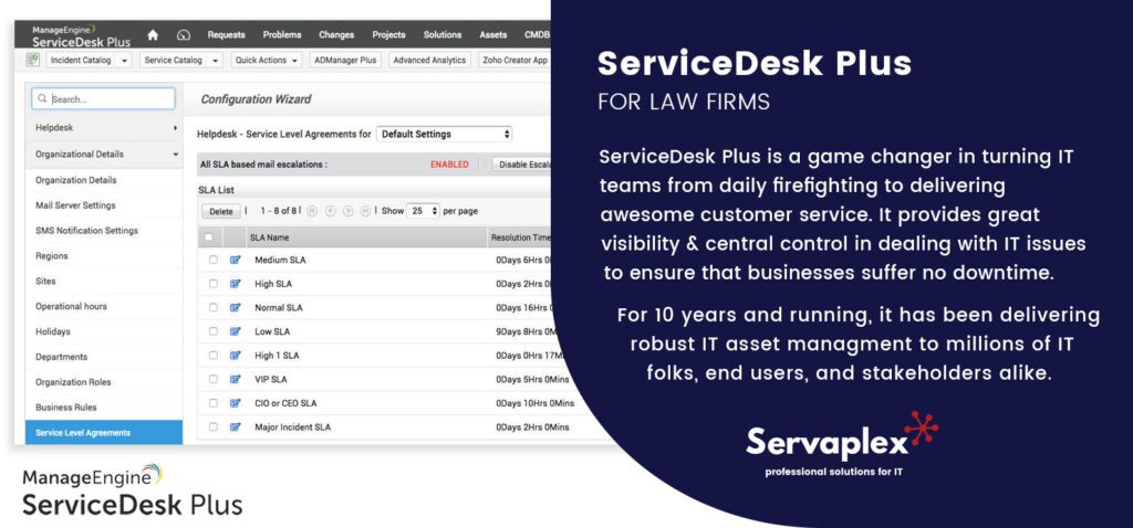 ServiceDesk Plus Firm Law - Servaplex Ireland