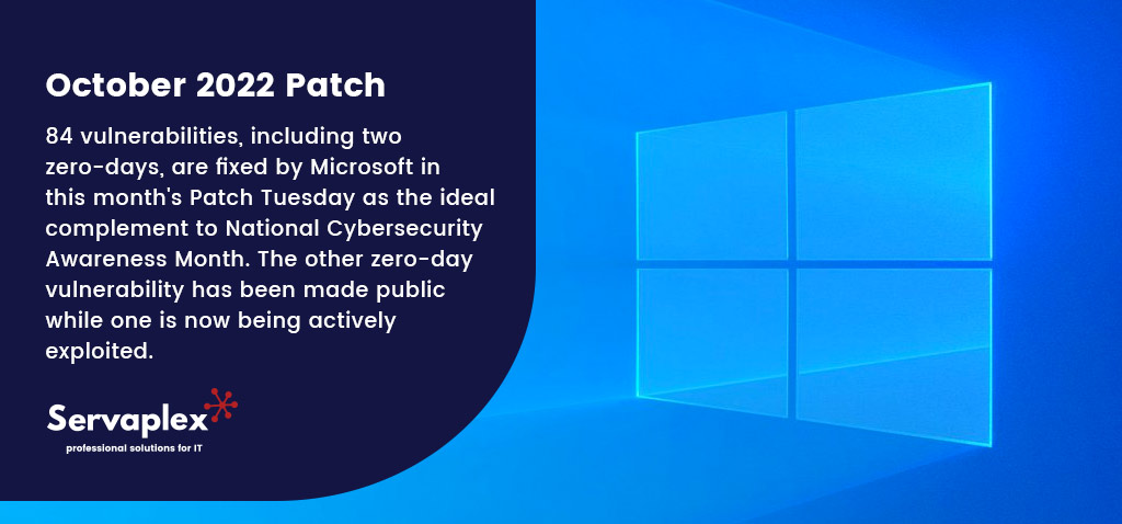 October Patch Tuesday Microsoft - National Cybersecurity Awareness Month - Servaplex